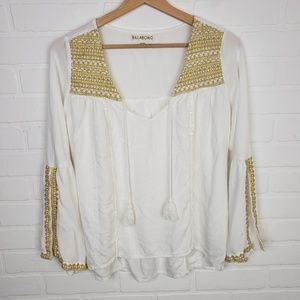 Billabong Embroidered White Boho Top M